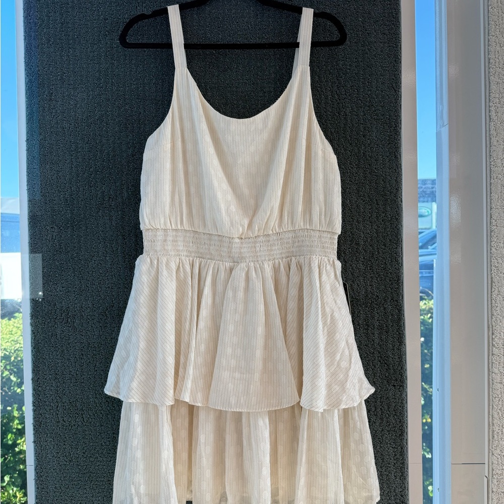 Express Cream Sleeveless Tiered Dress